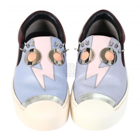 FENDI モンスターパンプス 38 Sell Fendi Monster Studded Slip Ons - Light Purple/Maroon